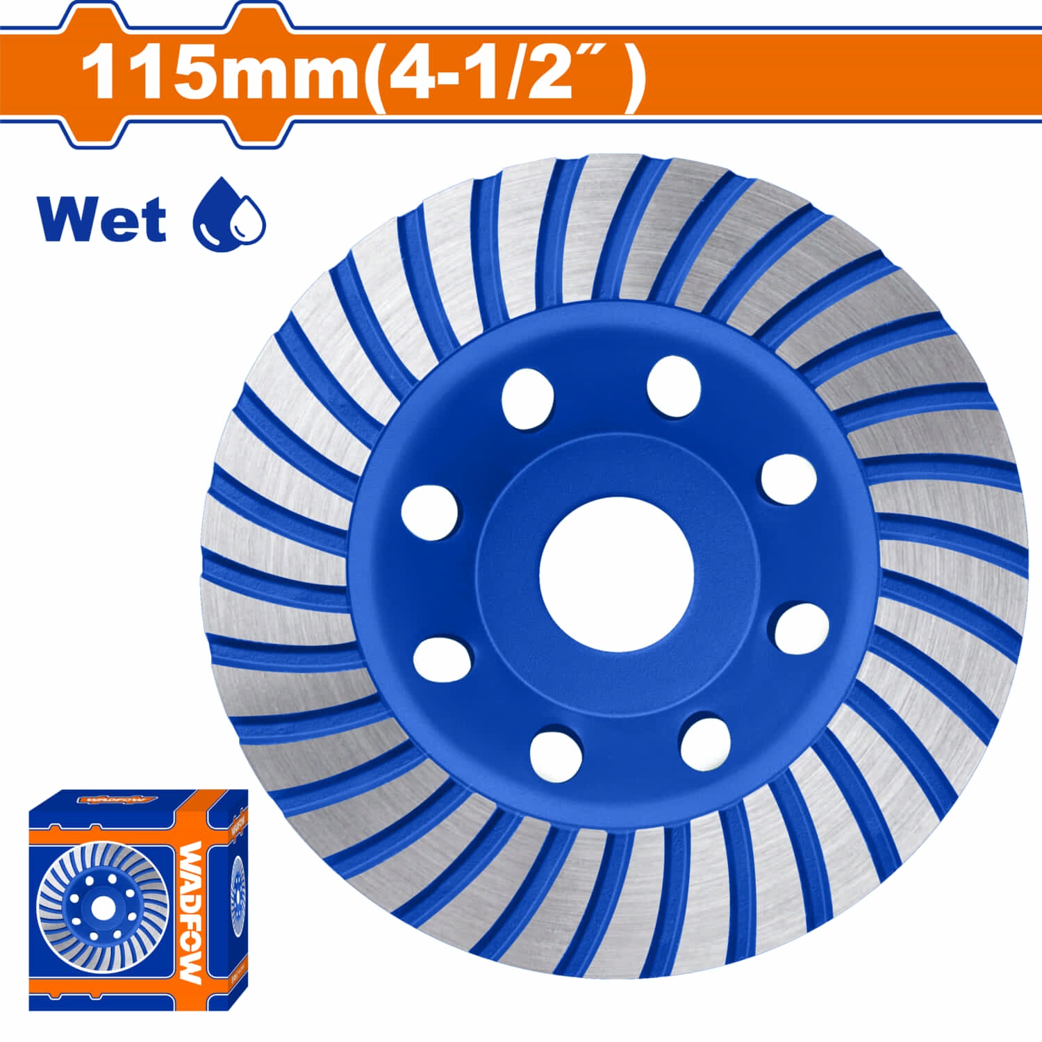 Disco de desbaste para concreto 4-1/2" superficie húmeda. Rueda copa de diamante