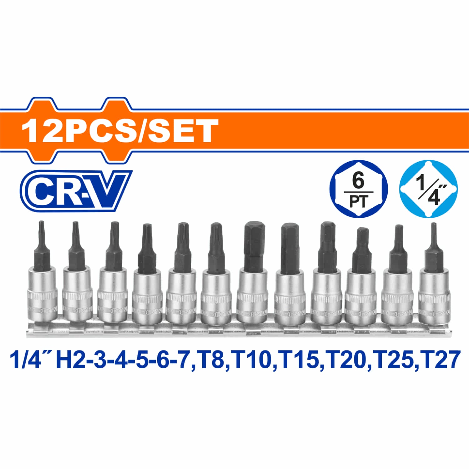 Dados Socket De Puntas Hexagonales Y Torx 1/4