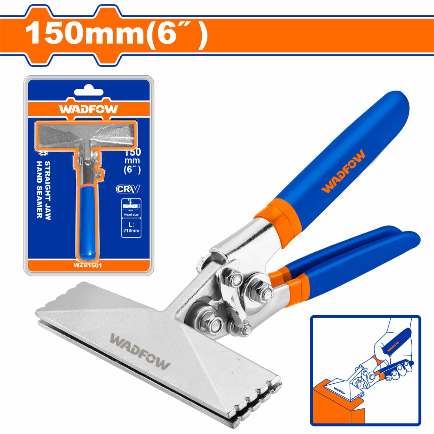 Pinza dobladora de láminas de metal 6" Doblado preciso de metal Mordaza recta.