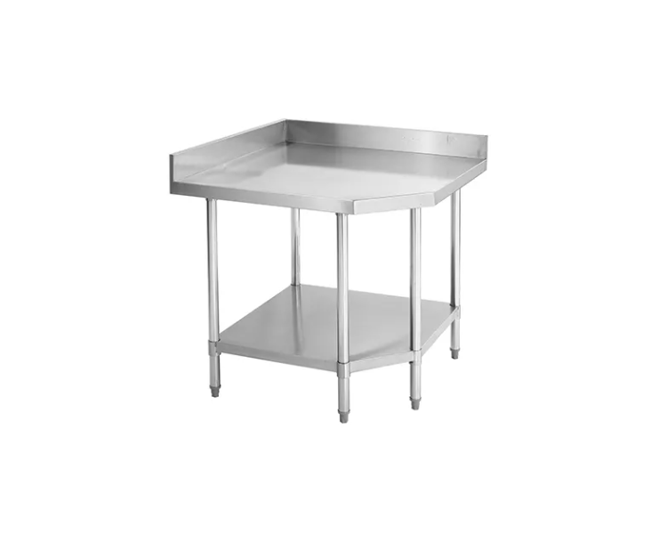 MESA TRABAJO INOXIDABLE ESQUINERA 90 GRADOS 90 CM X 61CM. HECHA CON CALIBRE 1.2 MM GRUESO CON INSONO