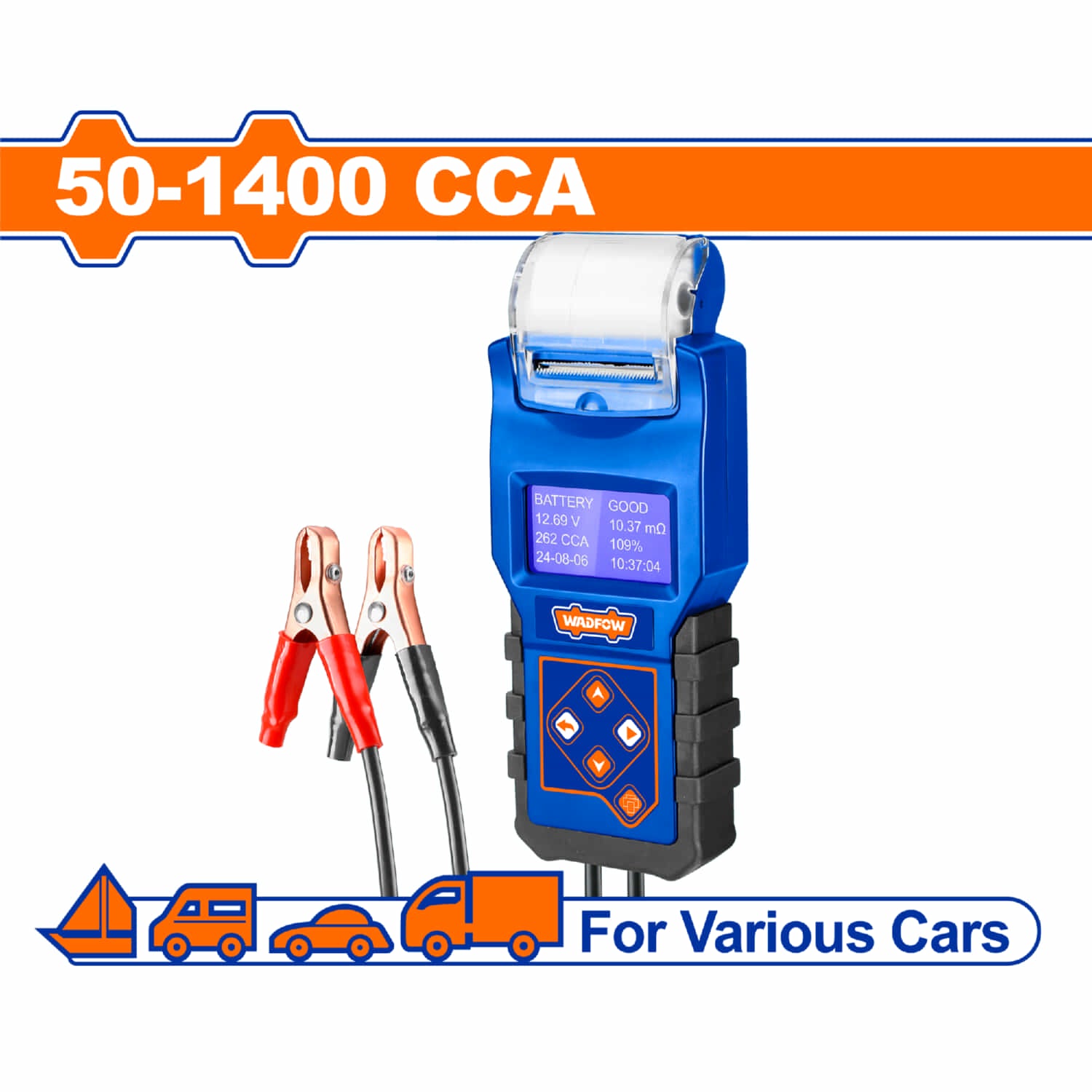 Tester Probador de Baterías 50-1400CCA. Rango de Voltaje: 1.5-17V. Temp. de operación: -18-55℃