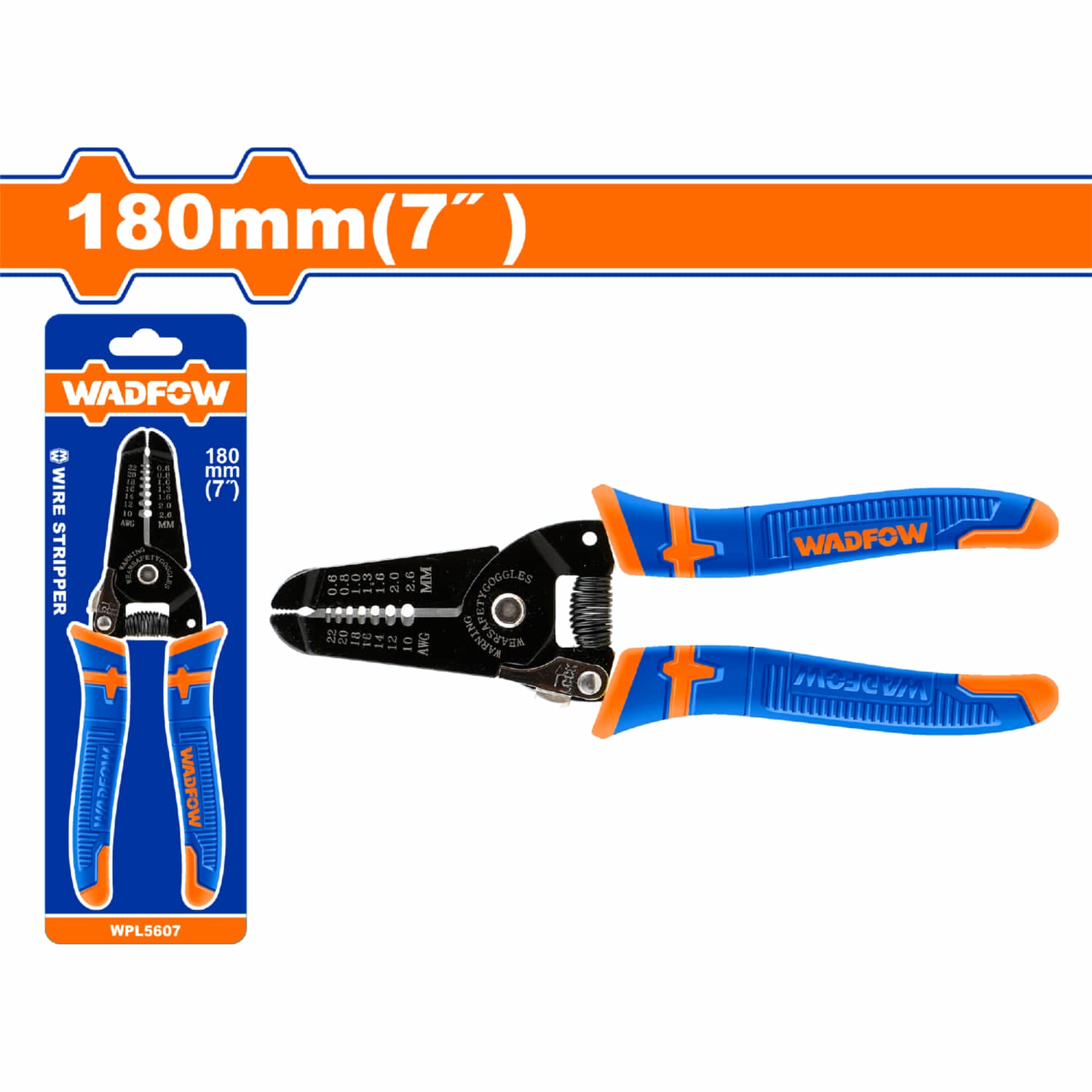 Pinza Pelacables 7"(180mm) para cables eléctricos. Pela 7 tipos de cable y afilado corta alambre.