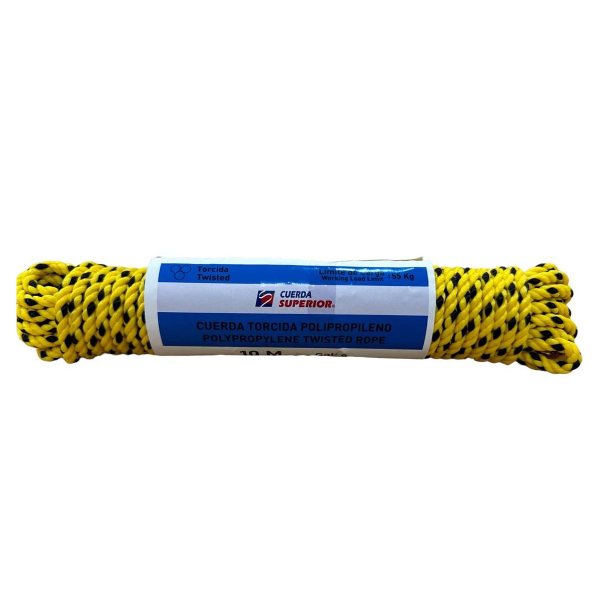 Cuerda Torcida 6mm x 10m color Amarillo. Para manejo de carga. Soga Mecate