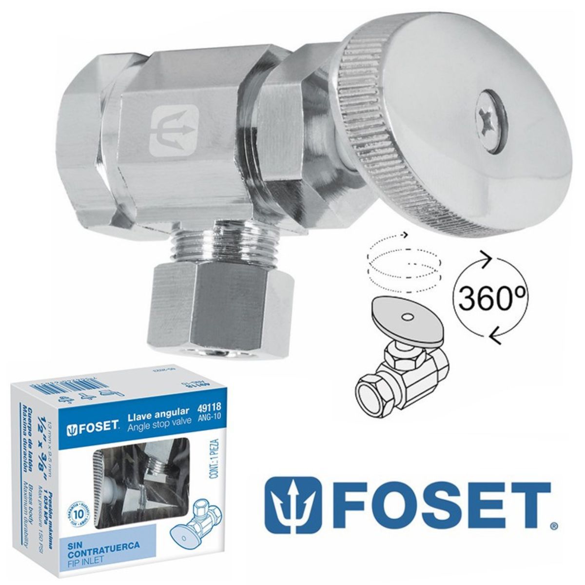 LLAVE DE ANGULO "FOSET" SENCILLA 1/2" X 3/8"