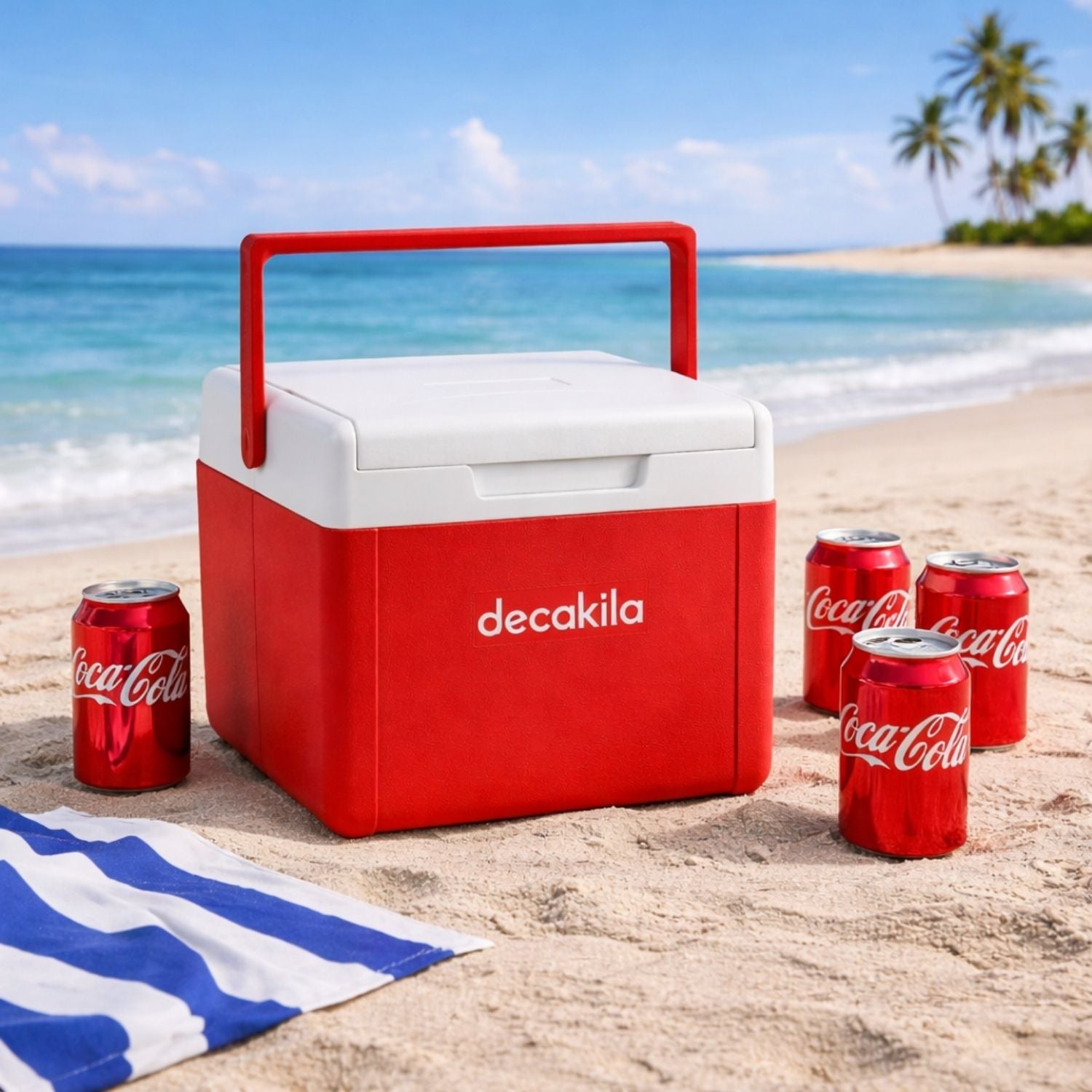 Cooler Portátil 5L/5.3QT Tiempo en frío: 48hrs. 27x20.5x18 cm, Ideal para 6 latas de Coca Cola 550ml. Hielera