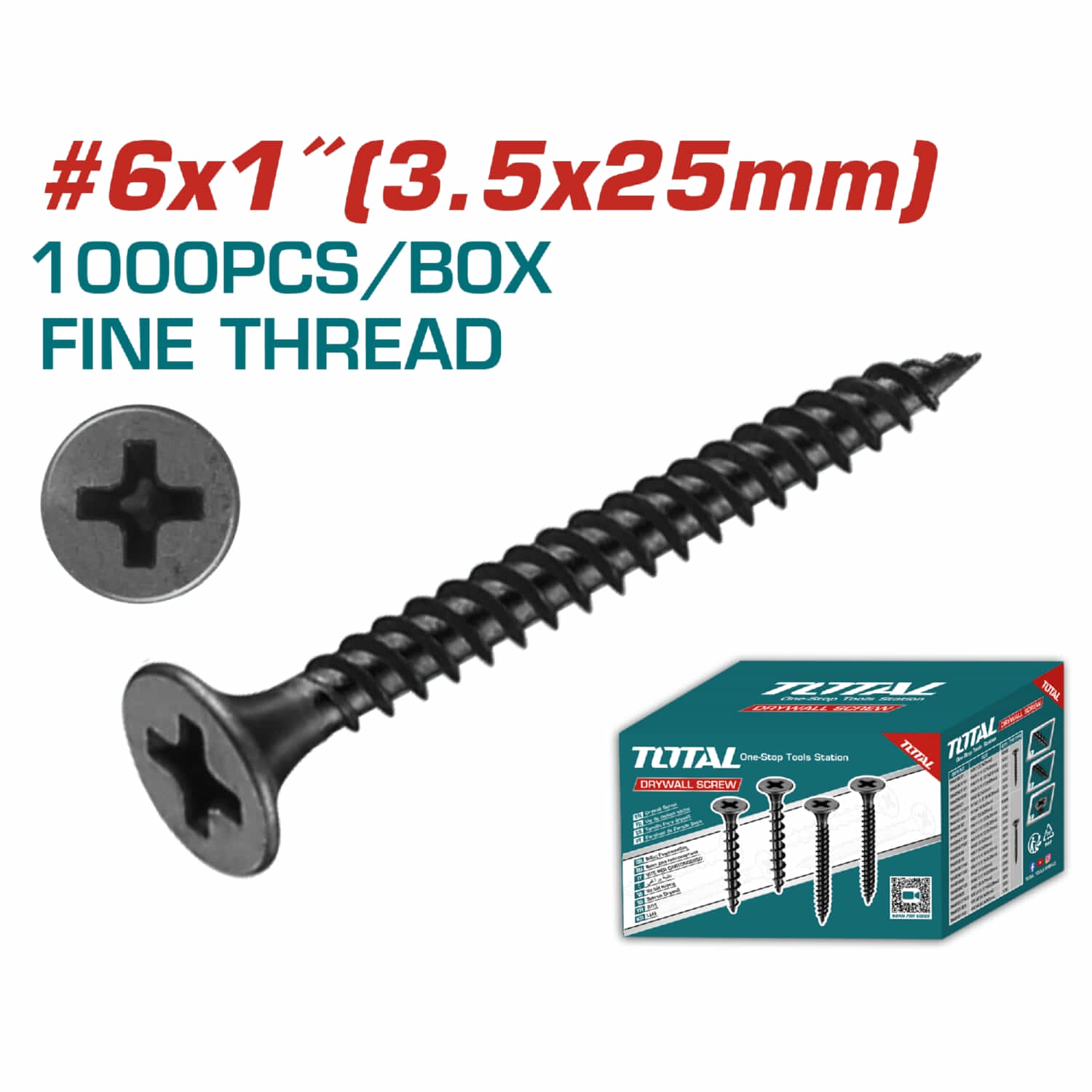 Tornillos para Gypsum (Yeso) Rosca fina. Fosfatizado. Phillips.