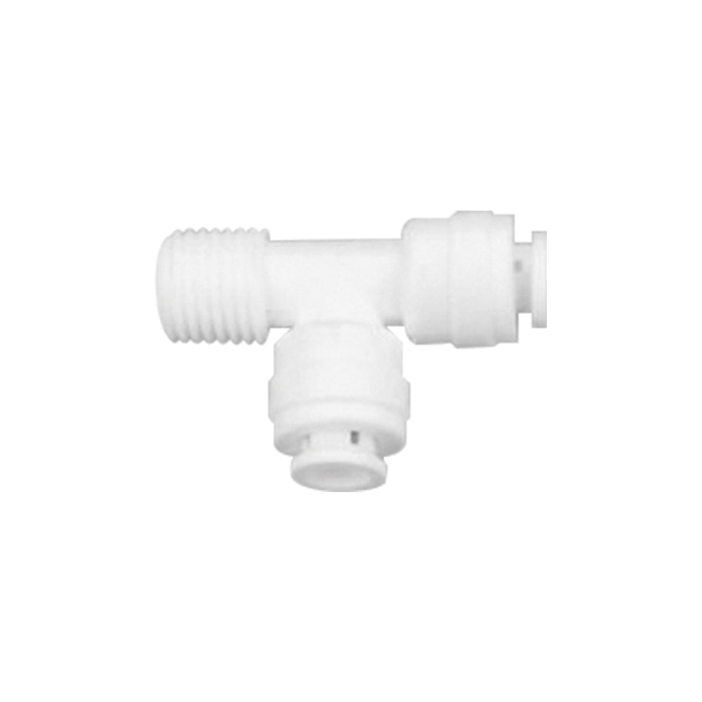 Conectores rápidos de agua en Tee con rosca en un extremo, Tubo Ø x Tubo Ø + Rosca Ø