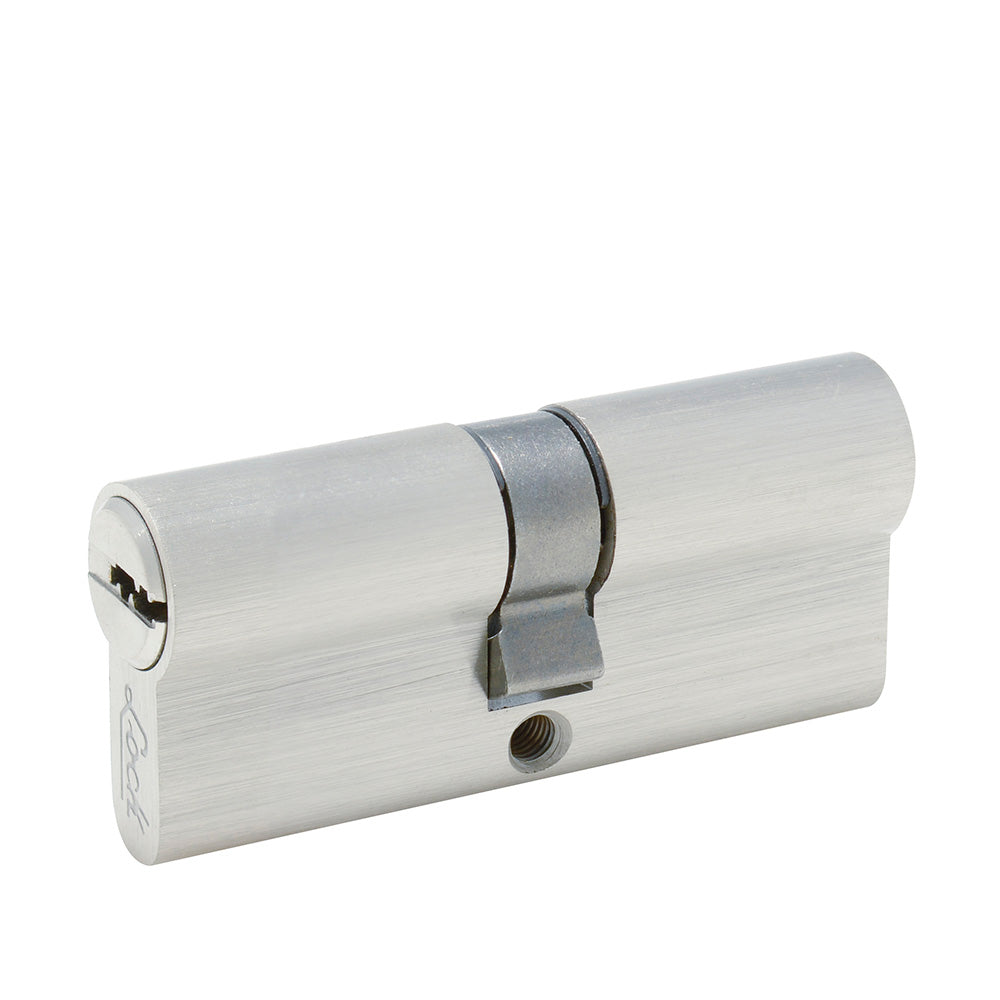 Cilindro europeo 70mm llave de puntos níquel satinado Lock
