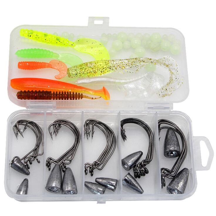 Kit de anzuelos y señuelos suaves 73 Pcs.