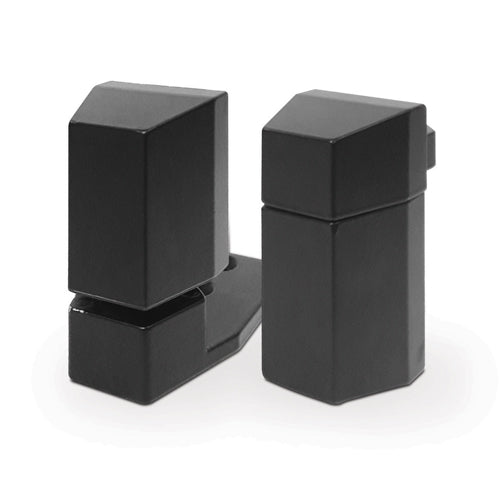Juego de pivotes estandar decentrado para puertas de aluminio Acabado Negro.