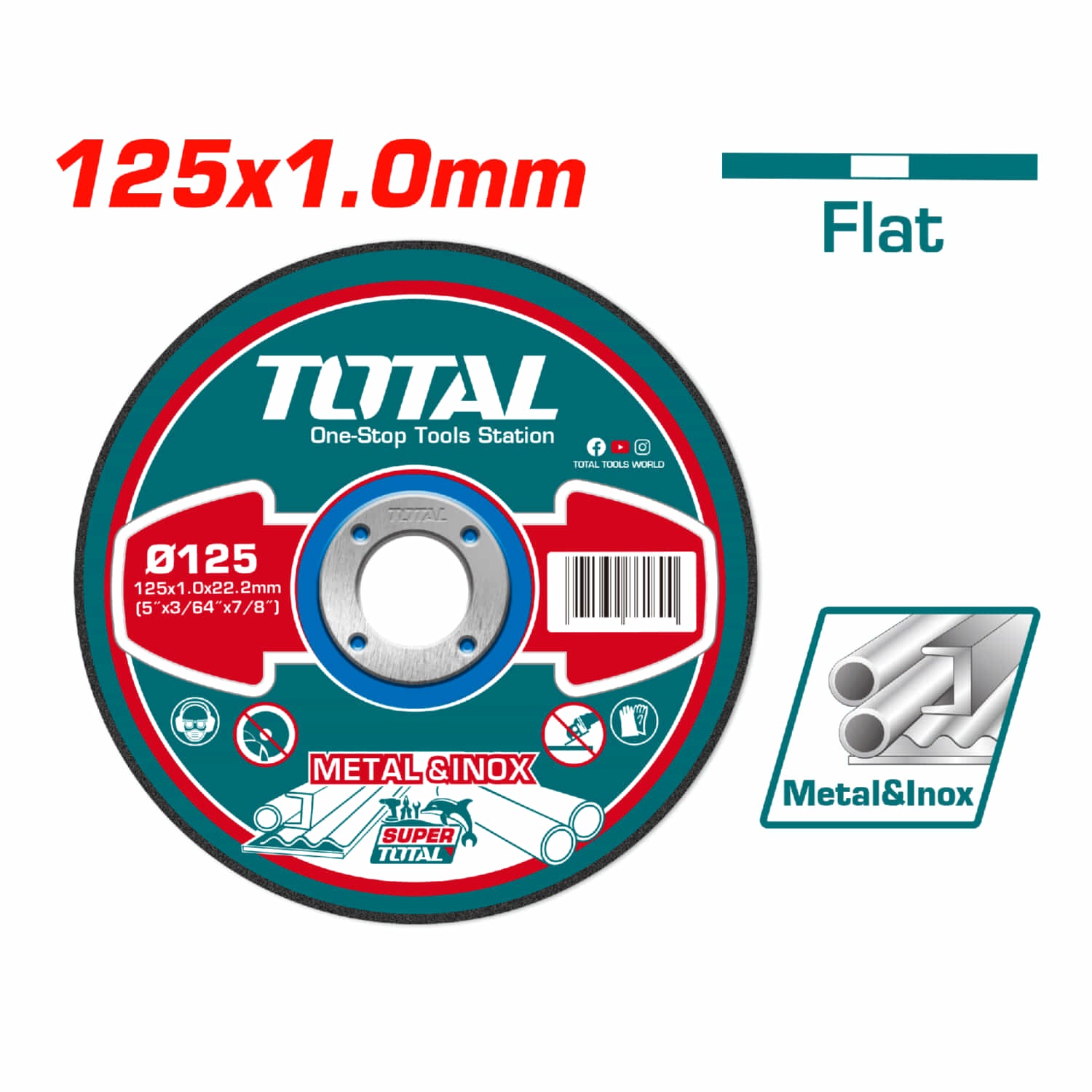 Disco Corte de Metal y Acero Inoxidable 5" 125X1.0mm Plano.