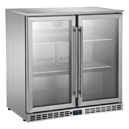 Refrigerador bar 2 puertas vidrio 900*520*800mm 110V/60Hz 1C~8C 195W(1 año)