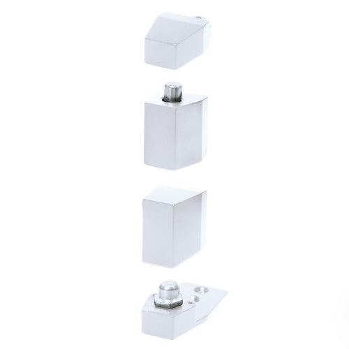 Juego de pivotes estandar decentrado para puertas de aluminio Acabado Blanco.