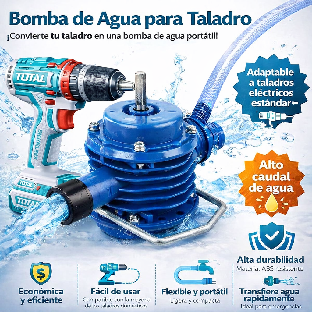 Bomba de agua para taladro operada por cualquier taladro