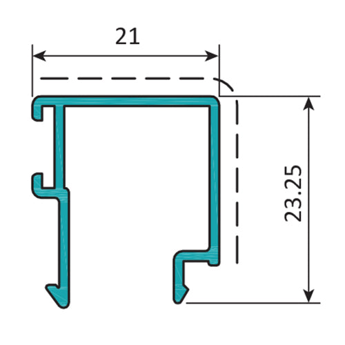 Junquillo Recto 21 mm. Espesor 1.1 mm. Largo 5.85 mts. Acabado Anodizado Bronze 15 Micron. (D3-P1-A1