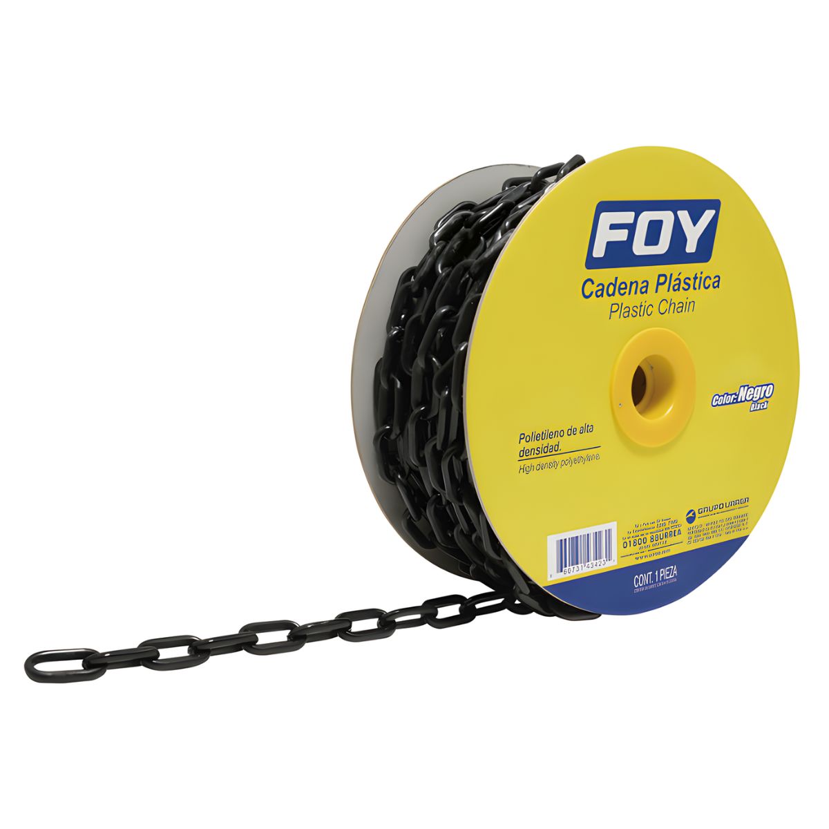 Cadena plástica 6 mm x 1/4" 25 mt 40 kg negra Foy