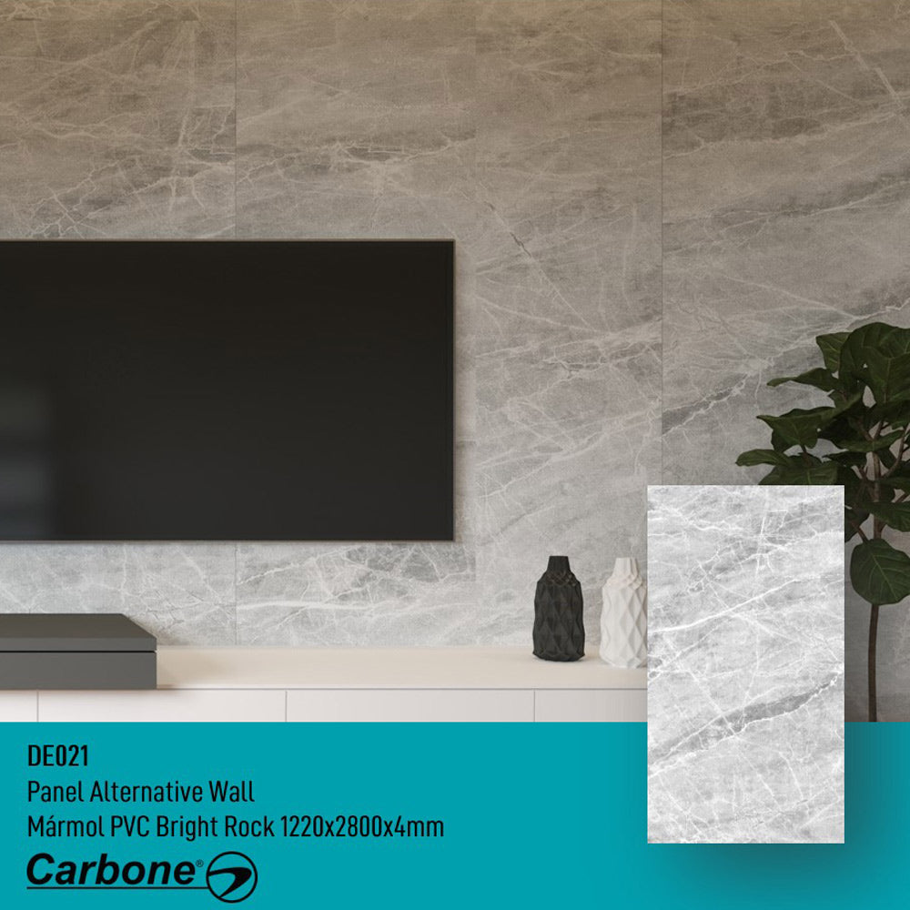 Panel Decorativo Mármol PVC 1.22 m x 2.80 m x 4 mm. Acabado: Bright Rock
