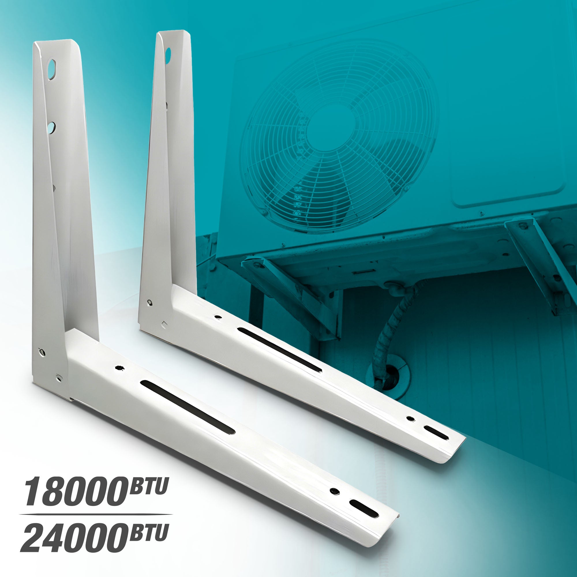 Soporte Para Aire Acondicionado Split - Galvanizado, Carga 150 Kg, Ajustable, Con Nivel, Color Blanco