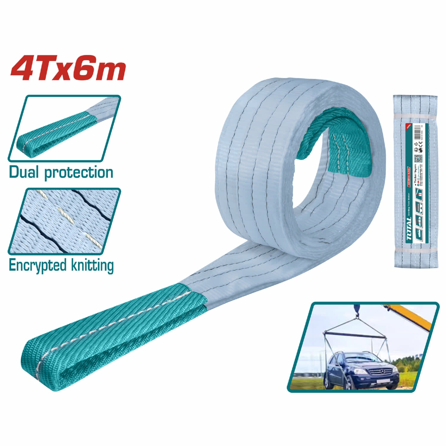 Eslinga ojo-ojo 4T x 6m. Ancho 120 mm