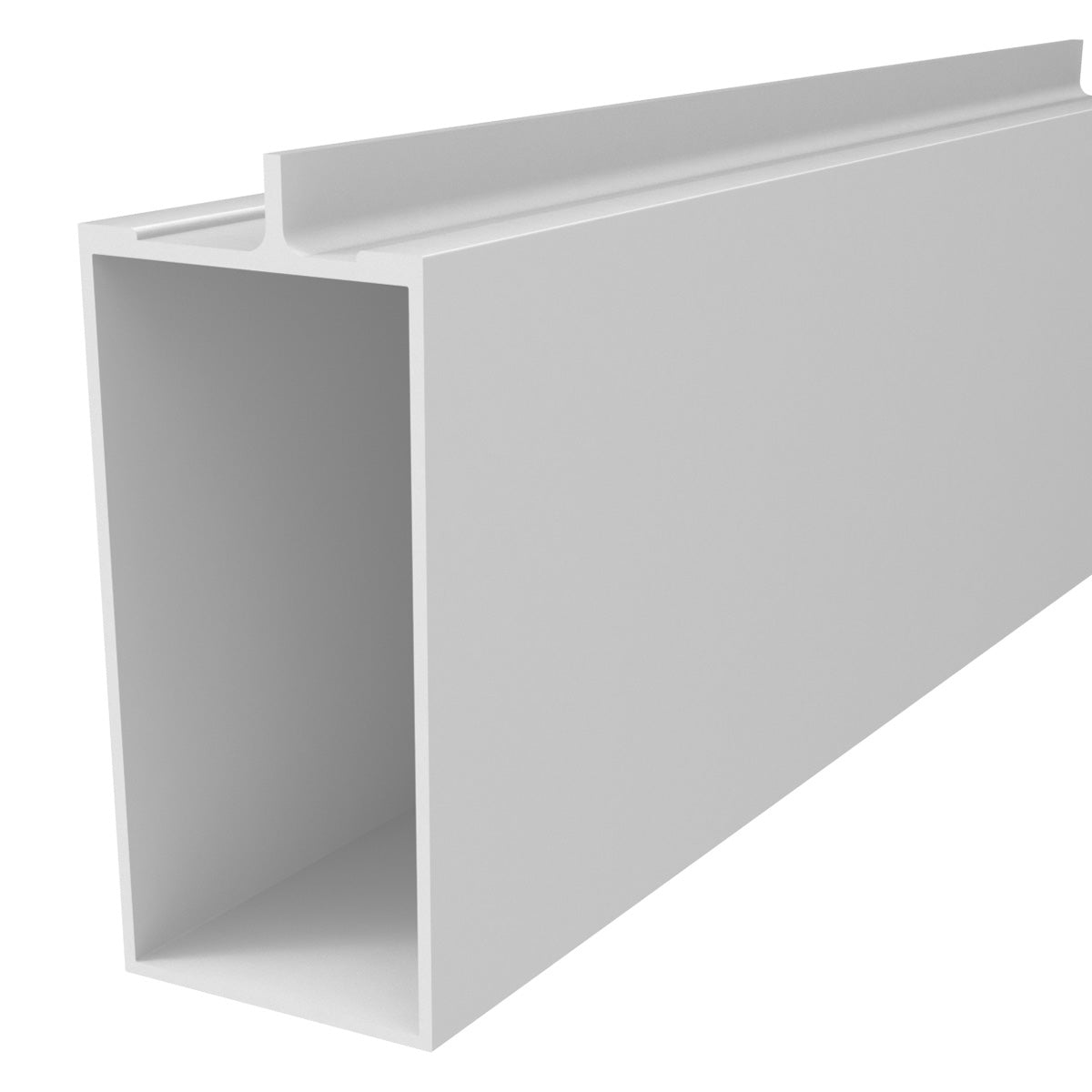 Travesaño Muro Cortina Perfil Oculto. Espesor 2.0 mm. Largo 5.85 mts. Acabado Lacado Blanco