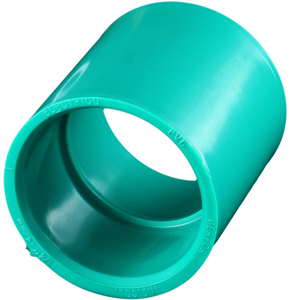 Union Recta de 3/4" para Tubo - Tubo Electrico de PVC. Color Verde Claro.