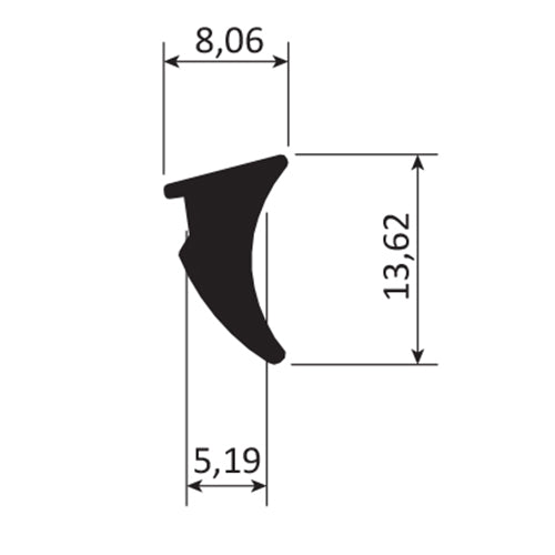 Junta de acristalar de 5 mm. EPDM alta calidad. Se vende rollo de 100 mts. Color negro.