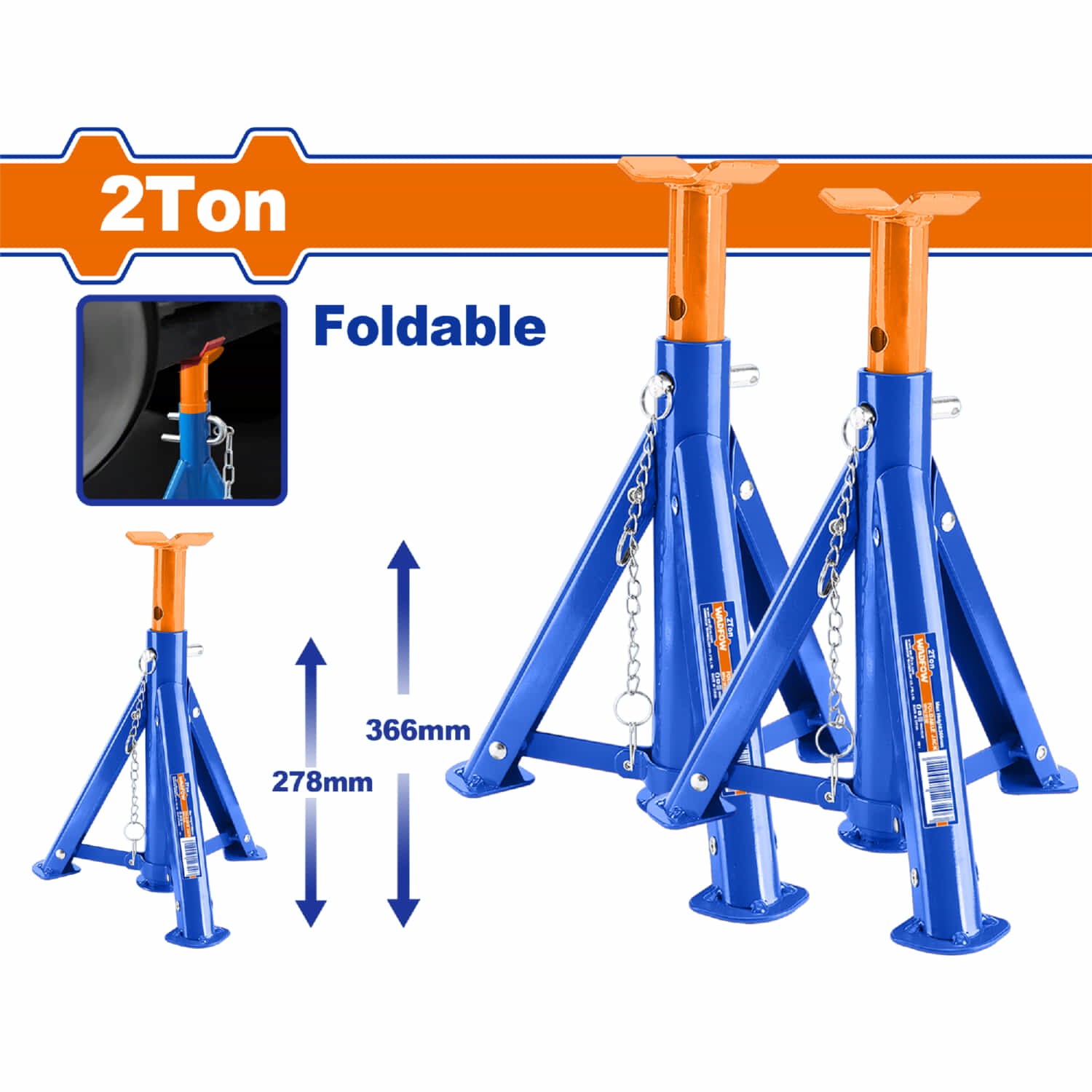 Gato de Soporte 2 Ton. Alt. Min: 278mm. Alt. Max: 366mm. Se Vende en Par. Jack stand