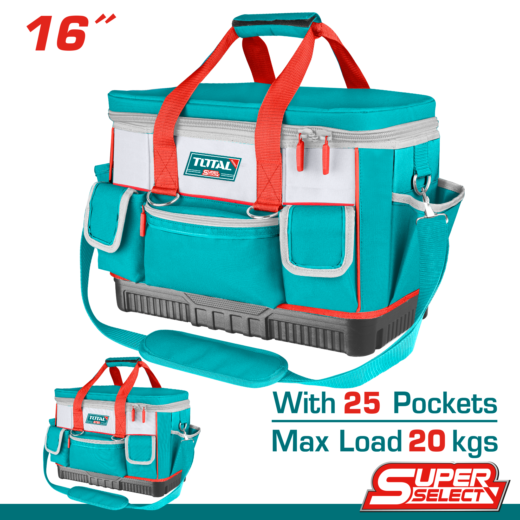 Bolsa De Herramientas Caterpillar 25L - 30 Bolsillos, Poliéster 600D, Ligera Y Resistente