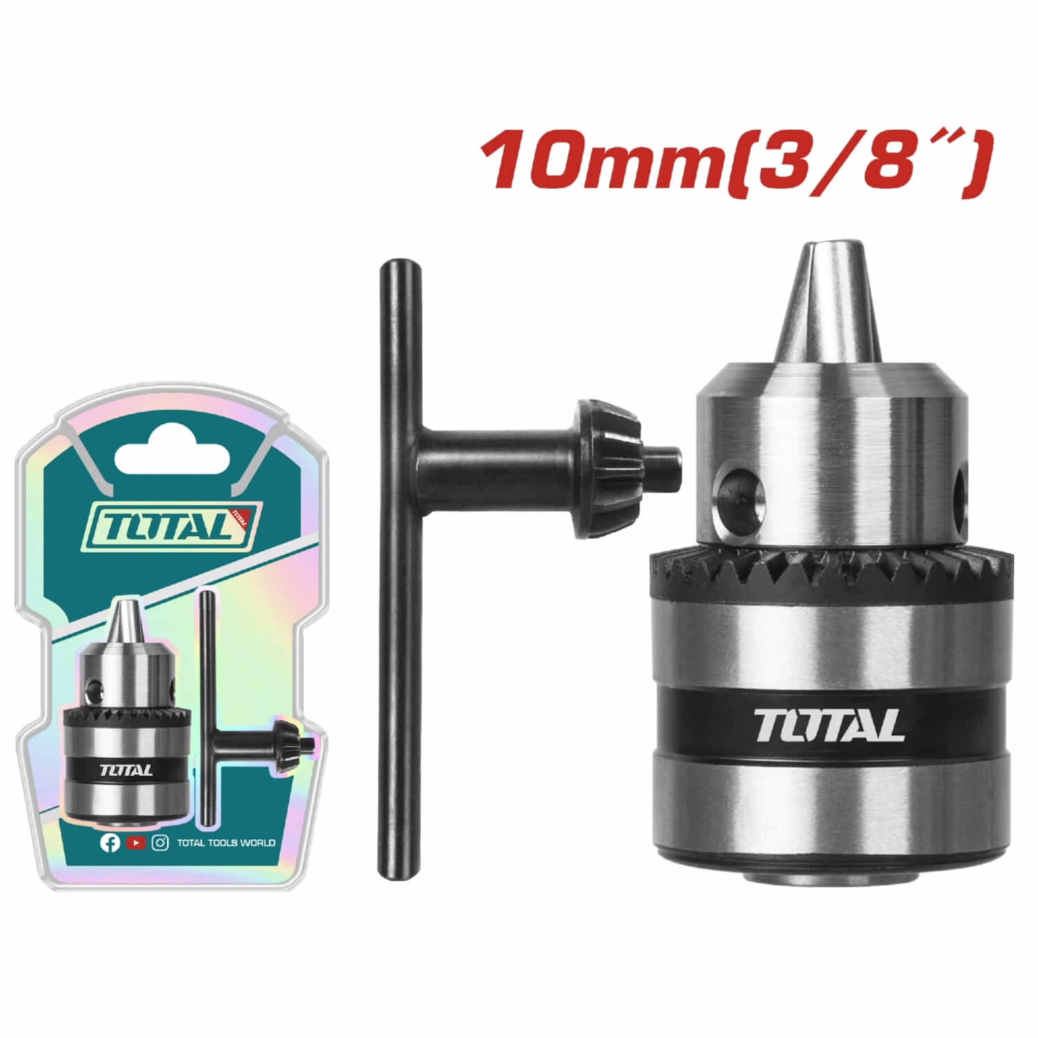Mandril taladro de 3/8" 10mm . Capacidad 1.5-10mm. Conex 3/8"-24UNF
