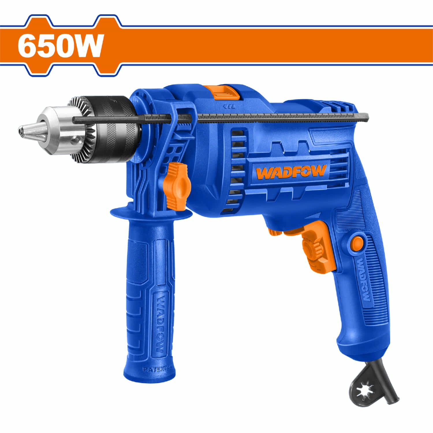 Taladro de Impacto 650W. 110-120V~50/60Hz. Veloc. sin carga: 0-3000rpm. Capac. Perf: 13mm.