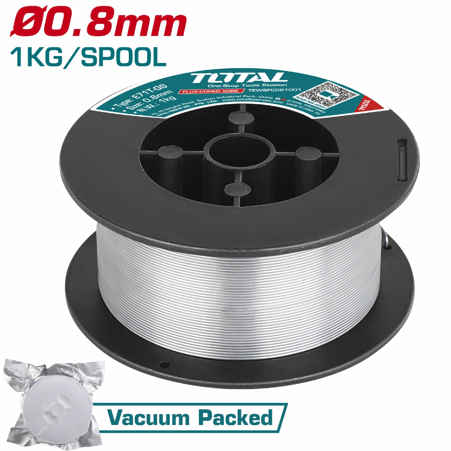 Rollo alambre de Soldadura MIG sin GAS 0.8mm soldar en acero al carbón. Modelo: E71T-GS Arco estable. Gasless para TMGT1601, UTMGT1601 y TFC1301