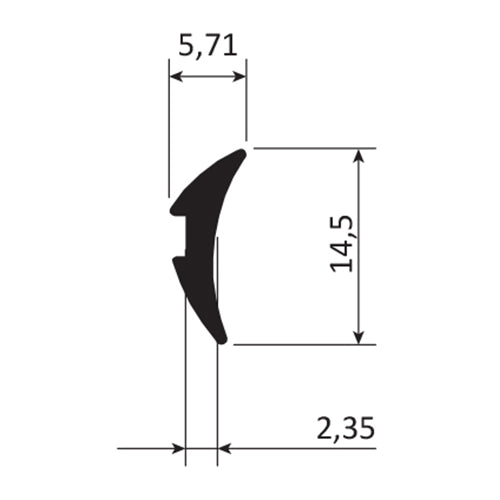 Junta de acristalar de 3 mm. EPDM alta calidad. Se vende rollo de 150 mts. Color negro.