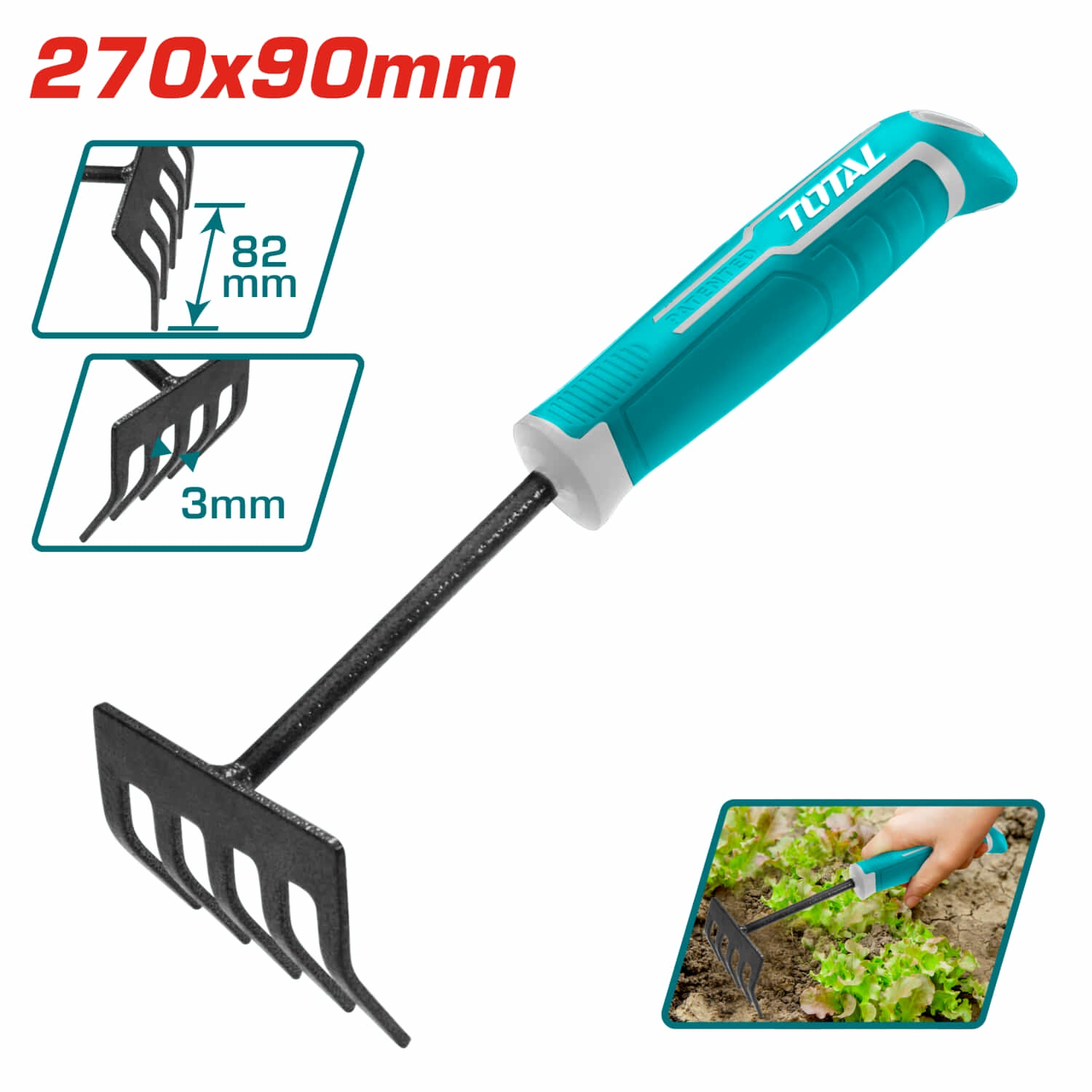 Rastrillo de jardineria de 270mm