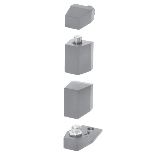 Juego de pivotes estandar decentrado para puertas de aluminio Acabado silver.