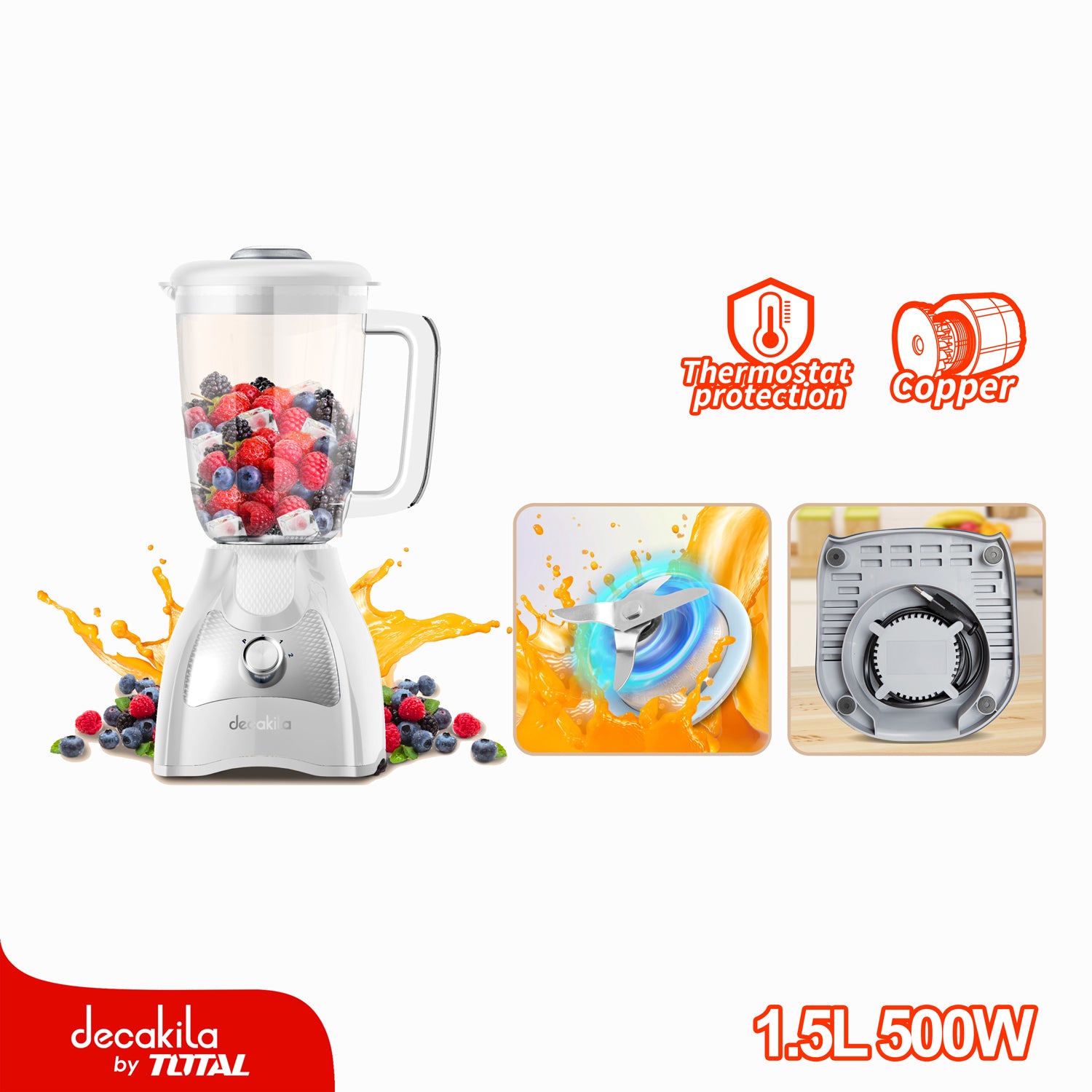 Licuadora 1.5L 500W 120V 120V~50-60Hz 2 Velocidades
