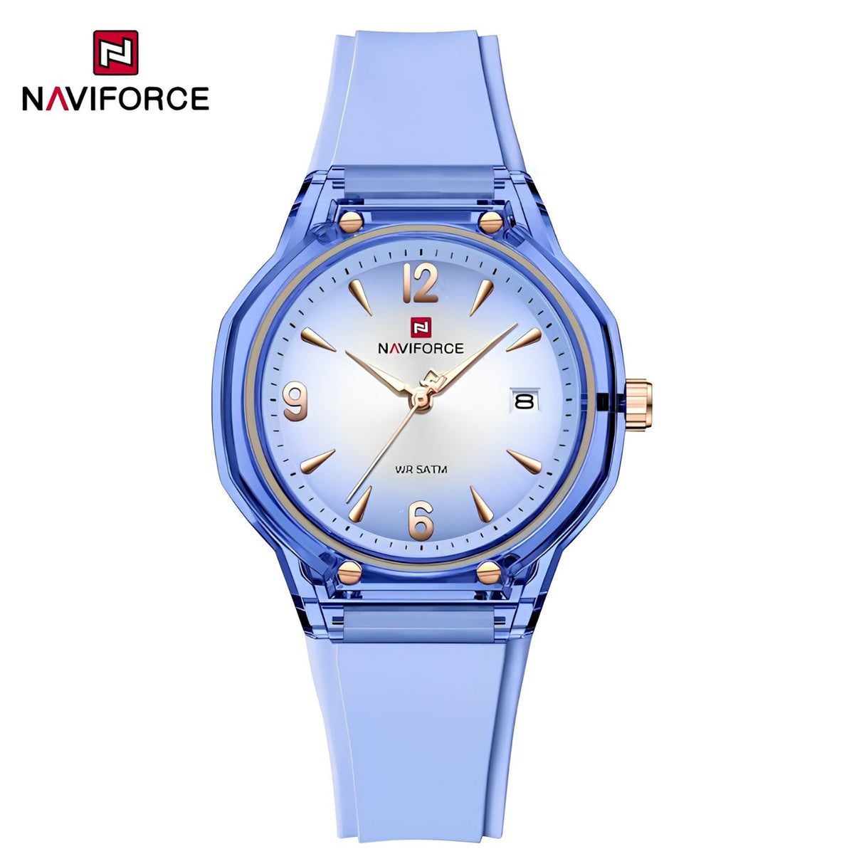 Naviforce Reloj Analógico Lila con Correa de Silicona, Diámetro de 36 mm, Cristal Acrílico HD y Resistencia al Agua 5 ATM.