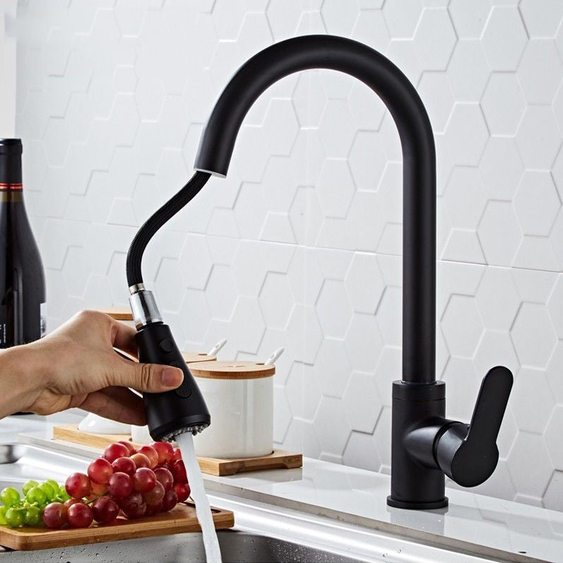 Grifo para Fregador de Cocina con manguera extraíble, Color Negro.