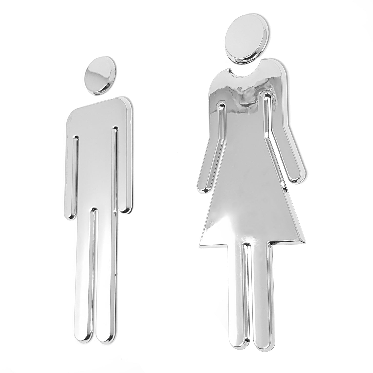 Letrero de baño para dama y caballero cromado con sticker 8"