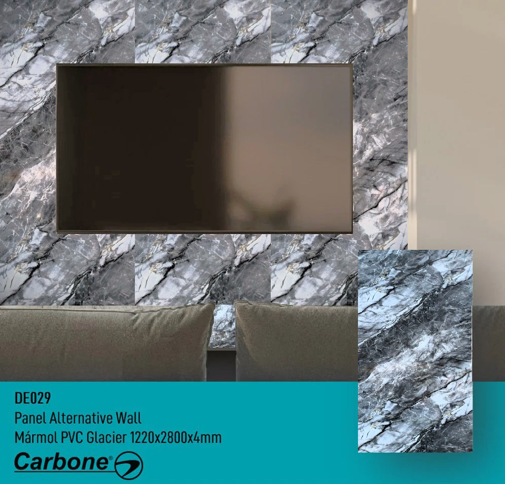 Panel Decorativo Mármol PVC 1.22 m x 2.80 m x 3 mm. Acabado: Glacier rock