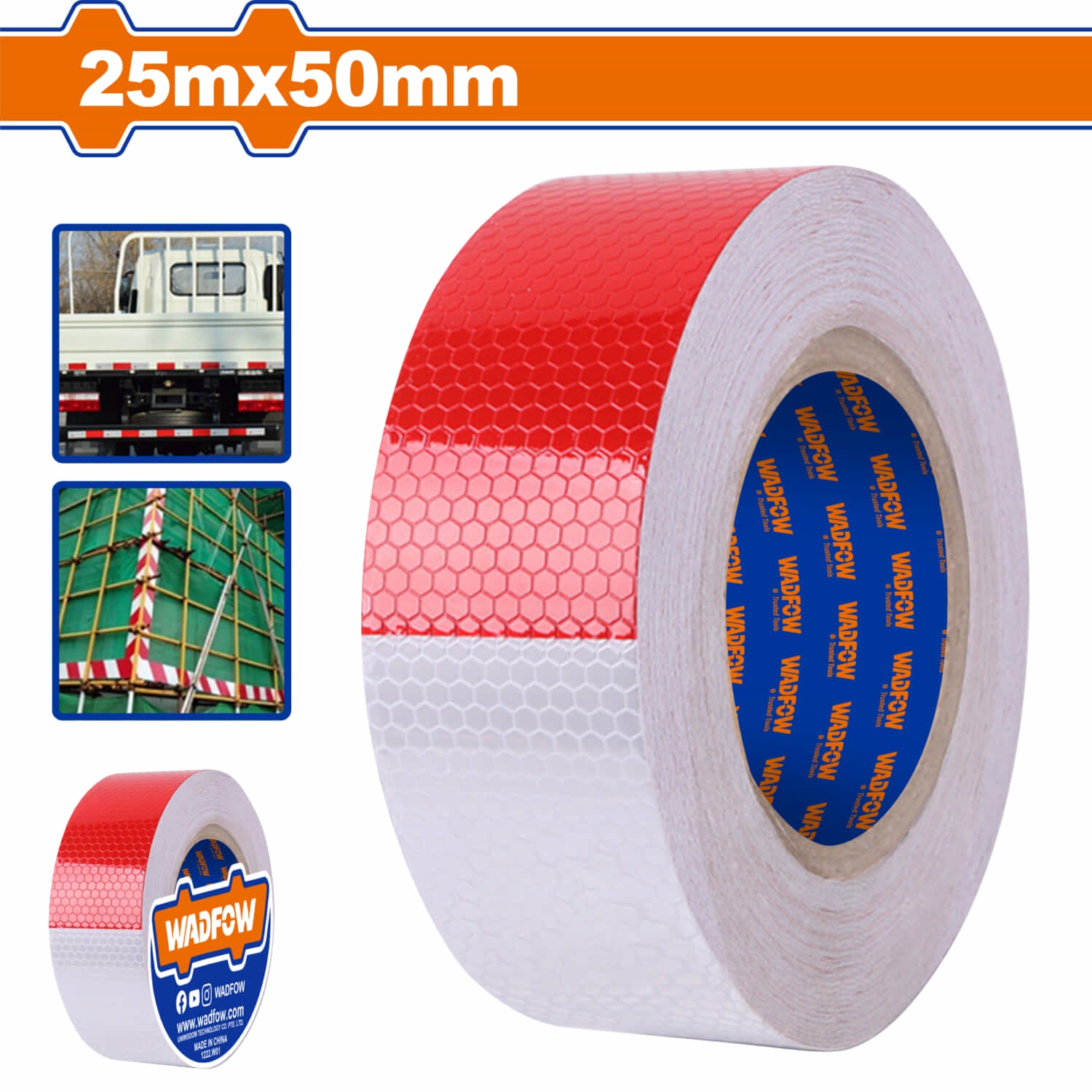Cinta Reflectiva Rojo y Blanco Tránsito. 2" (50mm) x 25metros largo Alta resistencia a la intemperie. Señalización. Para vehiculos