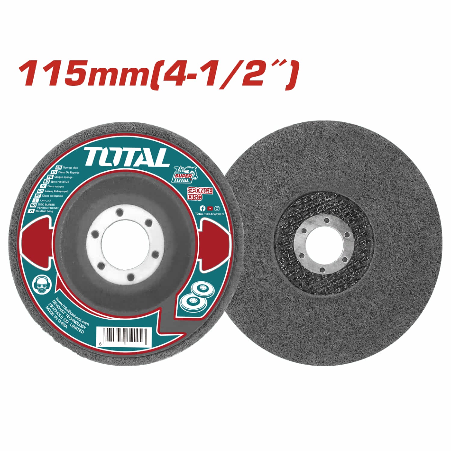 Disco de esponja 4 1/2" para pulir acero inox, madera, vidrio, mármol, autos, cemento