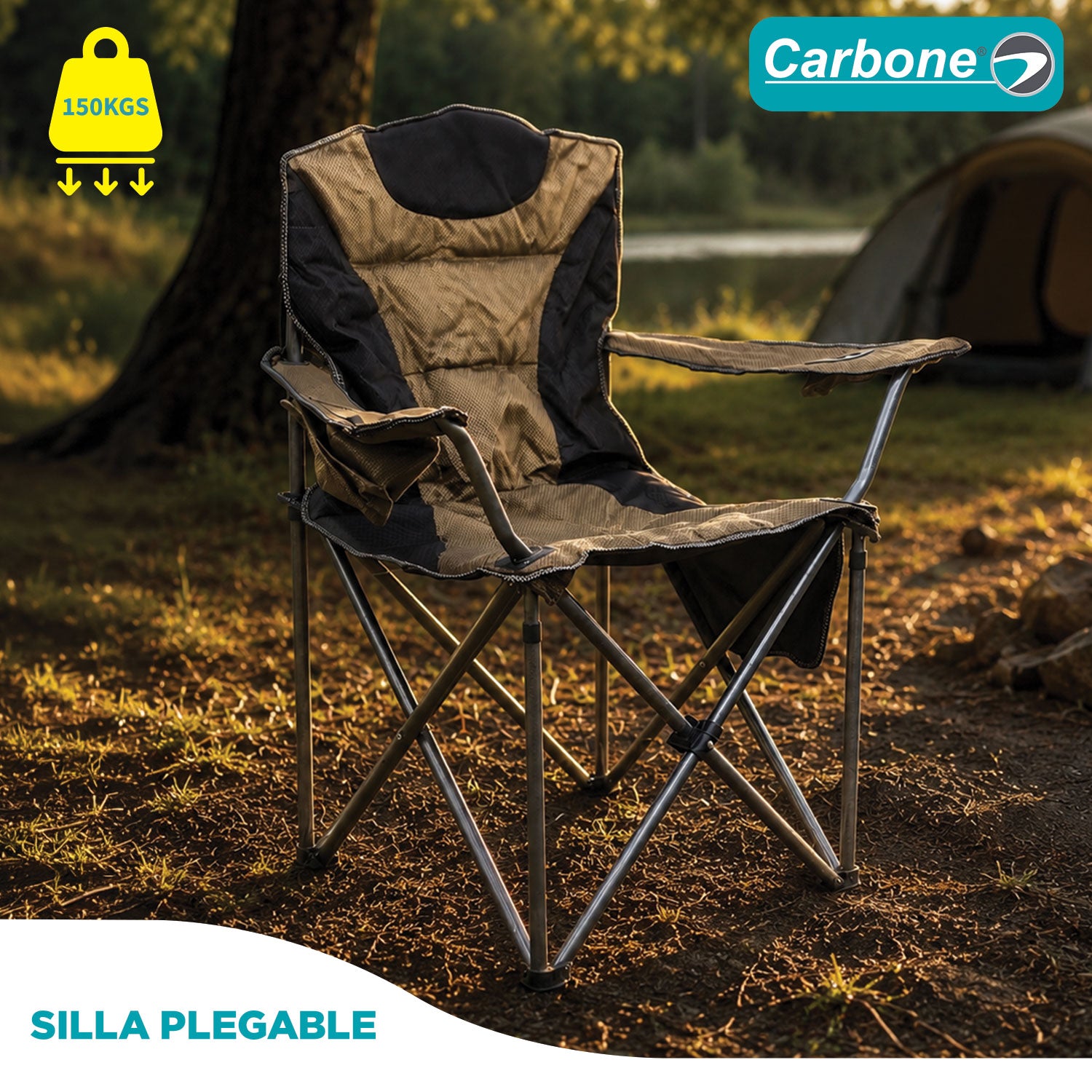 Silla plegable color verde con negro de 105cm x 92cm x 60cm con cooler y portavasos