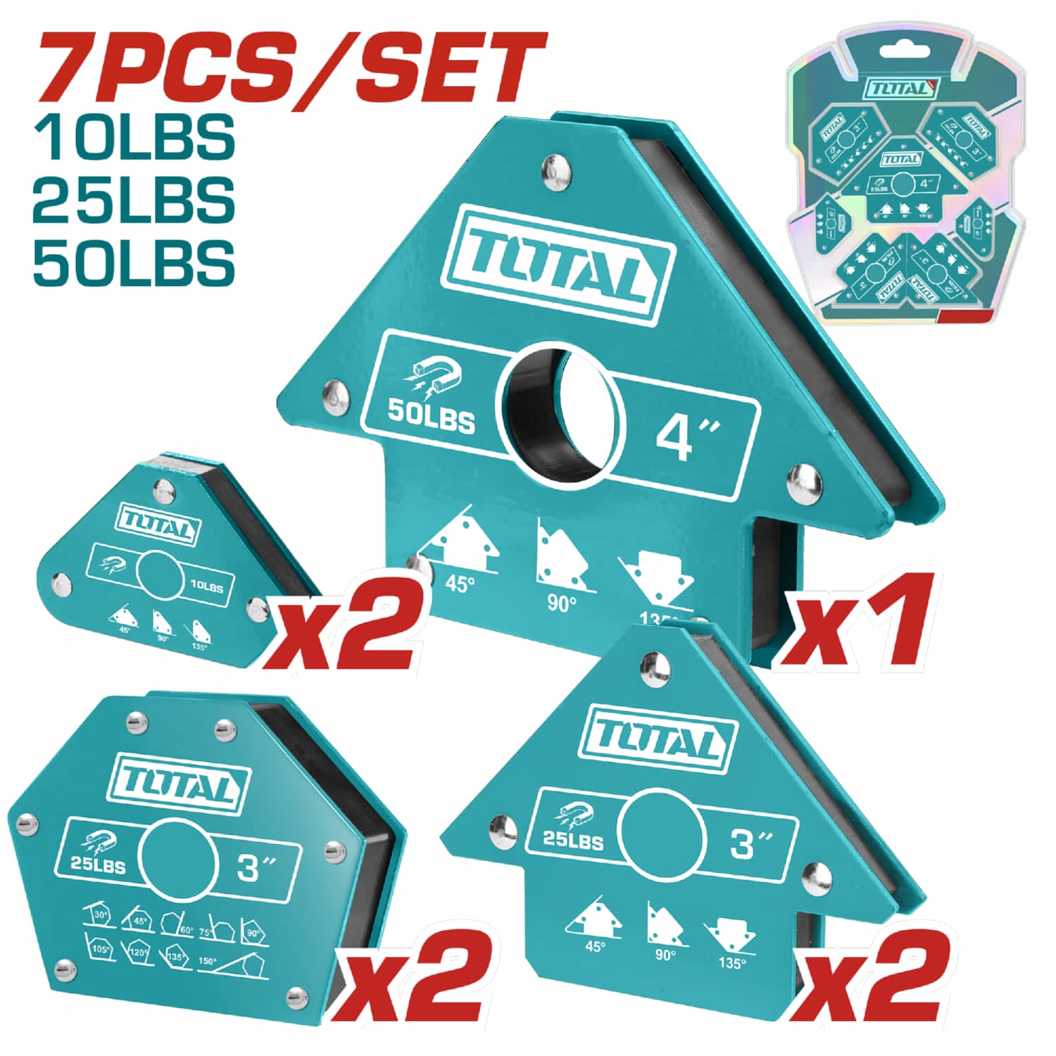 Ángulos de soldadura magnéticos Juego de 7 escuadras