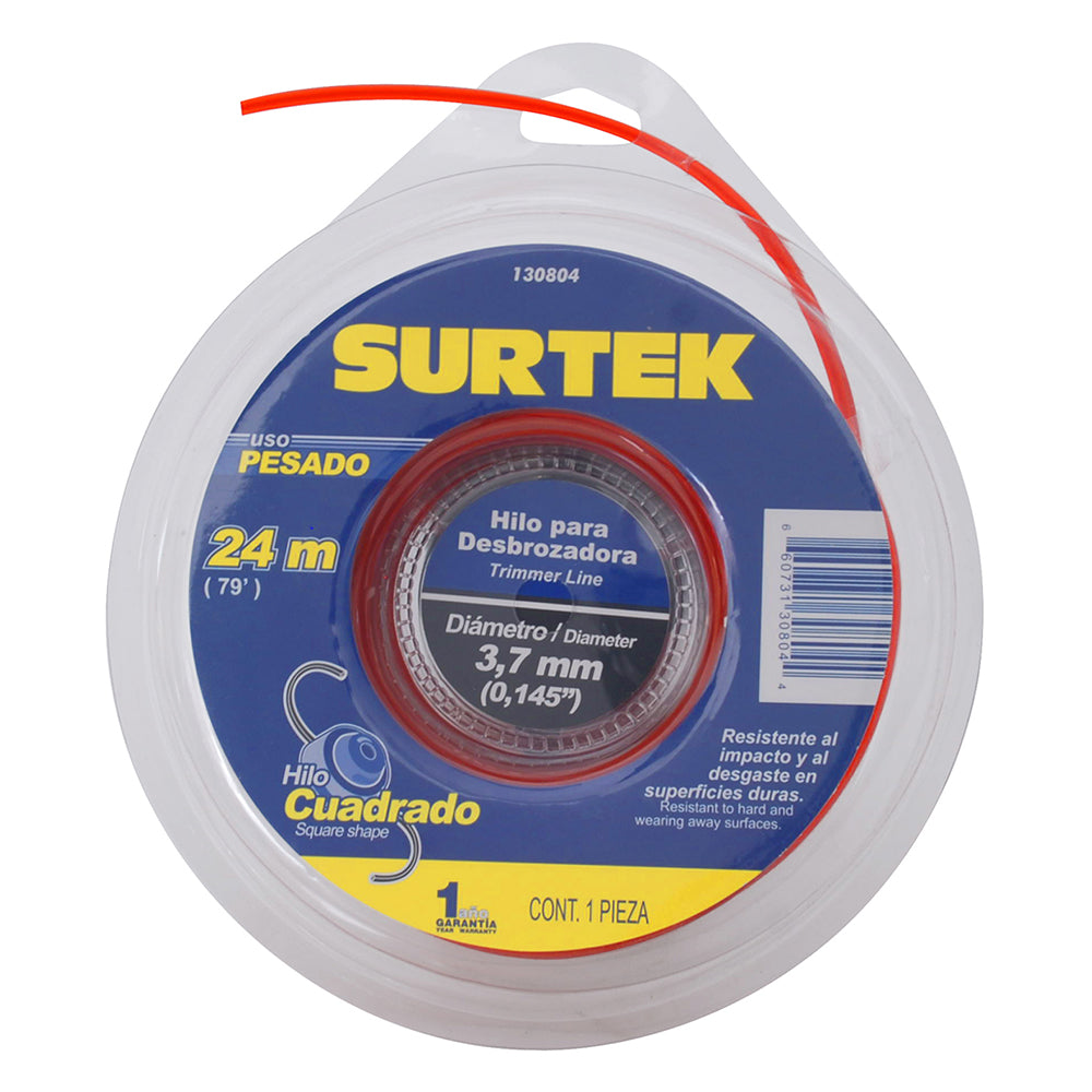 Surtek Nylon cuadrado desbrozadora doble blíster 3.7mm x 24 m