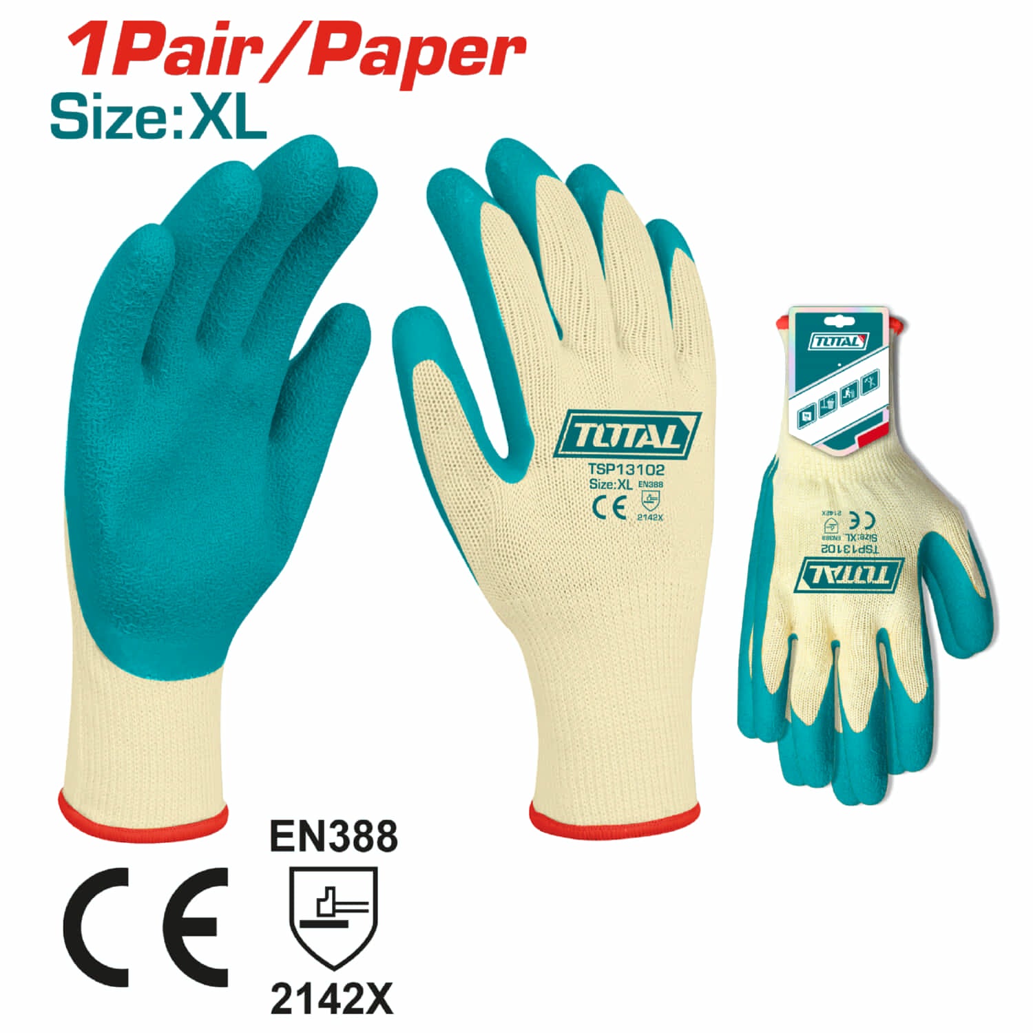 Guantes de látex Talla XL Calibre 10 Se vende en par.