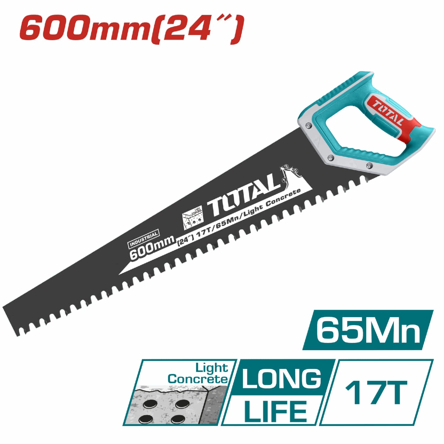 Sierra para Concreto Liviano de 24 "/ 600 mm 65MN. De 17 dientes de acero de tungsteno.