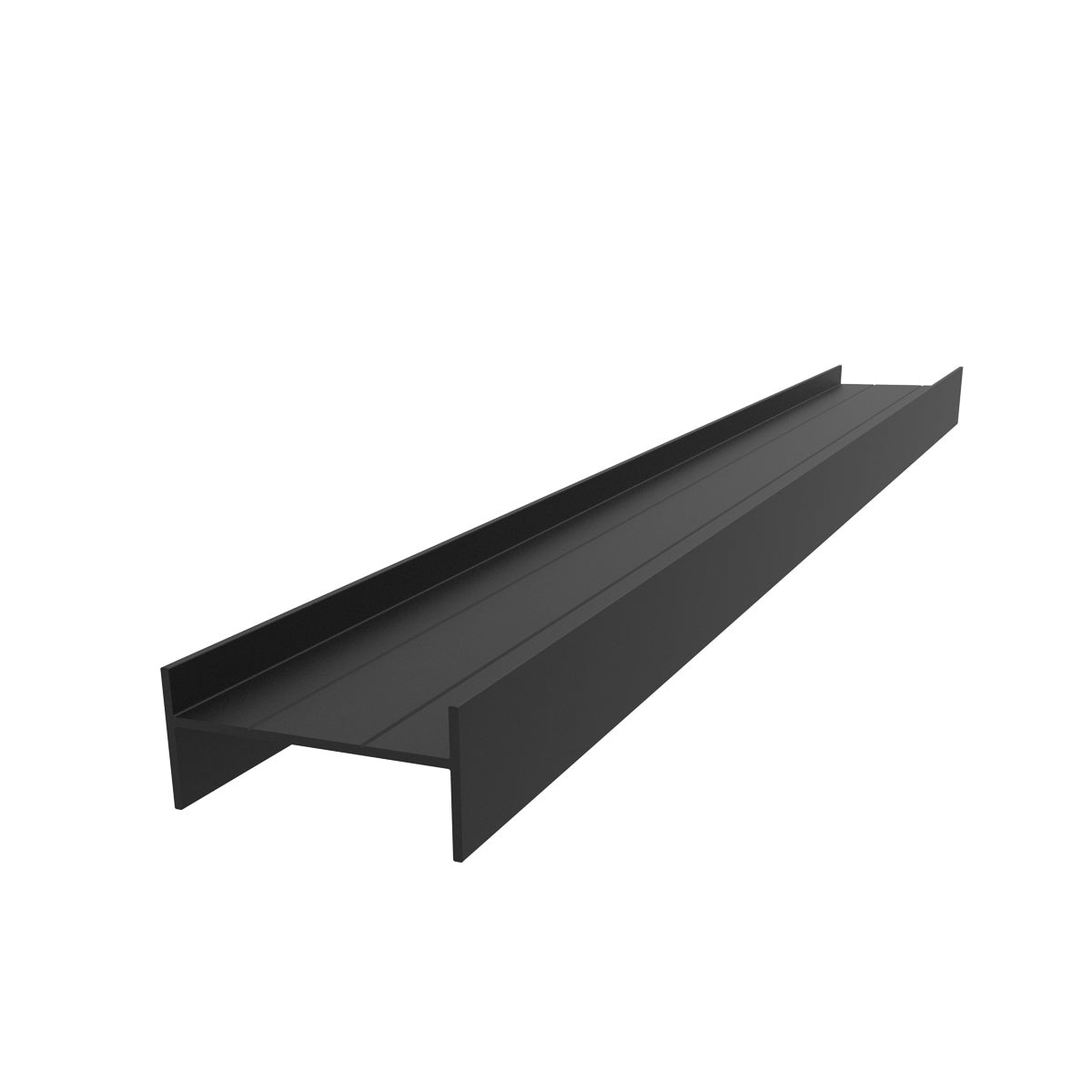 Marco H para Louver Z de 32.5 x 15 mm. Espesor 1.0 mm. Largo 5.85 mts. Acabado Anodizado Negro 15 Mi