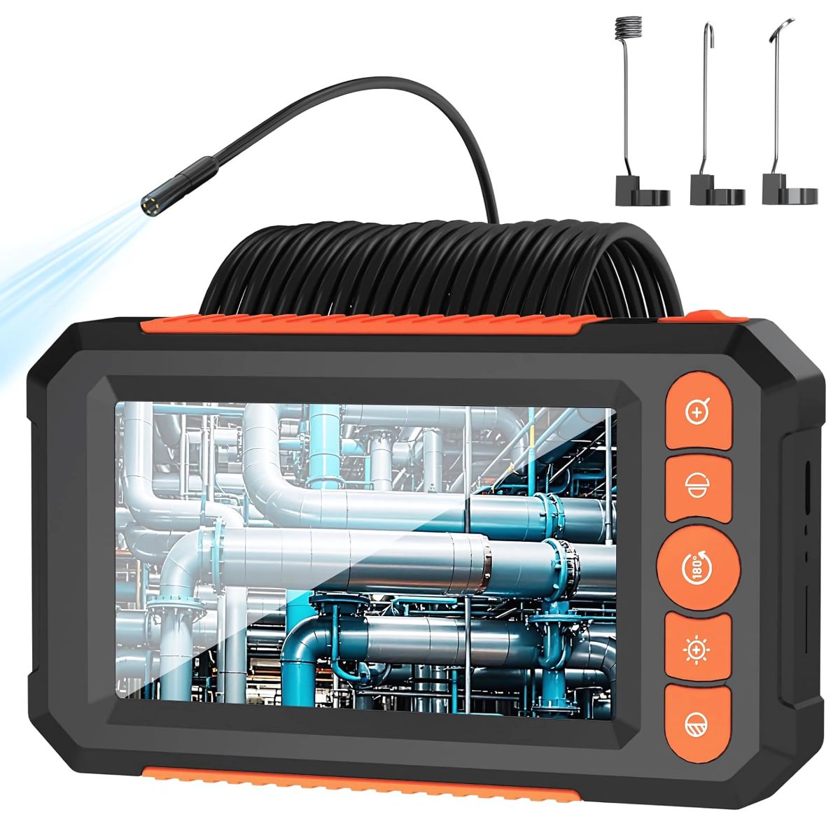 Videoscopio Industrial HD 1080P. A prueba de agua IP67. Cable de 5m. Cámara endoscópica con luz.