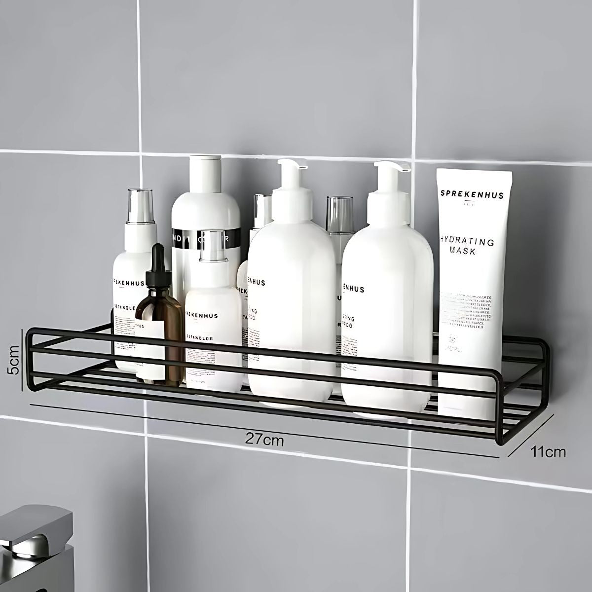 Repisa de baño pared. Estante flotante. Tablilla color negro. (1 pieza) Para baño. Estante de ducha. : 27cm largo, 5cm alto 11cm ancho