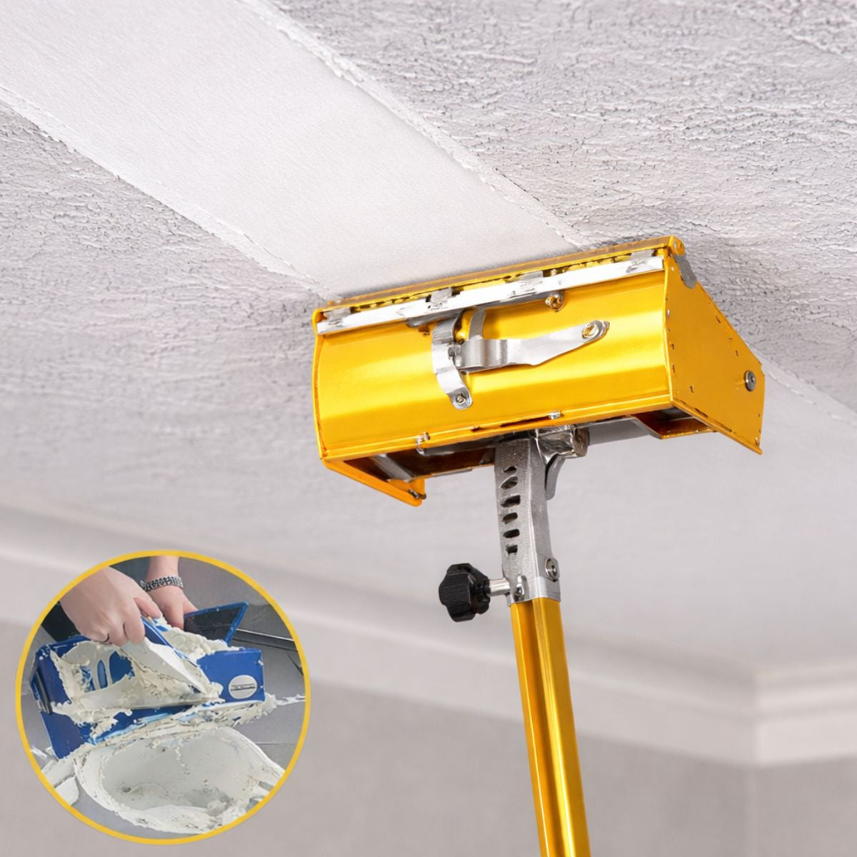 Herramienta Aplicadora de Pasta Gypsum para Techos y Paredes con Extensión Telescópica enyesado. Herramienta de Alisado (25.5cm) 98-180cm Ajuste 120°.DB01